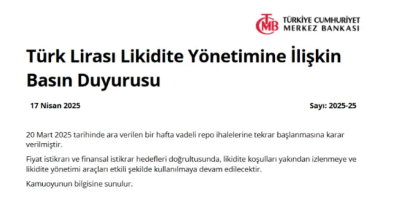 Merkez Bankası repo ihalelerine yeniden başlıyor haberi