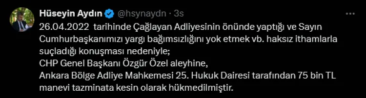 Özgür Özel, Cumhurbaşkanı Erdoğan’a 75 bin TL tazminat ödeyecek haberi