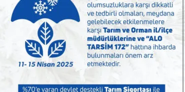 Tarım ve Orman Bakanlığı’ndan çiftçilere zirai uyarı! haberi