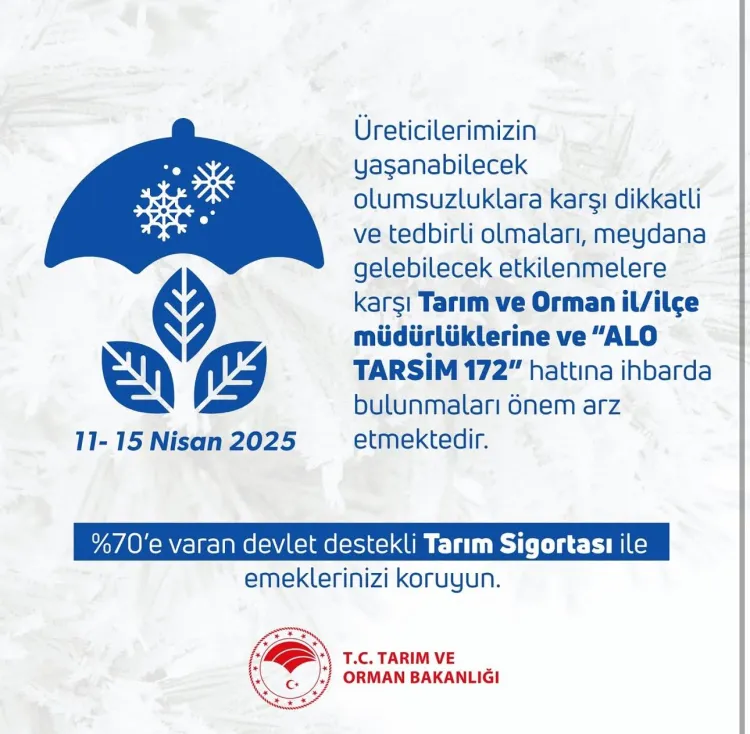 Tarım ve Orman Bakanlığı’ndan çiftçilere zirai uyarı! haberi