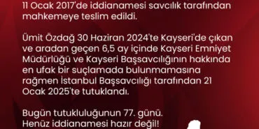 Ümit Özdağ'ın iddianamesi tutukluluğunun 78. gününde hazırlandı haberi
