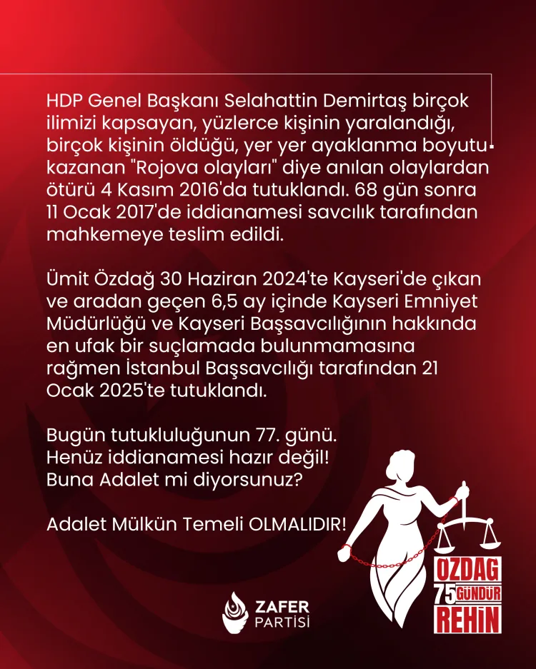 Ümit Özdağ'ın iddianamesi tutukluluğunun 78. gününde hazırlandı haberi