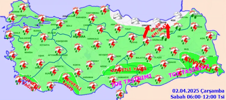 Yurt geneli sağanak yağışlı... Doğu ve Güneydoğu'da toz taşınımına dikkat! haberi