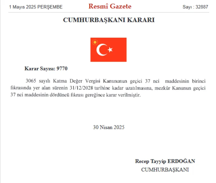 KDV Kanunu'nda önemli uzatma haberi