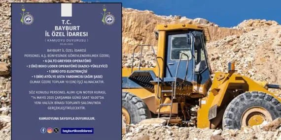 Bayburt’ta İş Arayanlar Dikkat! İl Özel İdaresi 10 Personel Alıyor Haberi