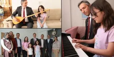 Bayburt'ta Kalp Hastası Nursima'nın Piyano Dinletisine Milli Eğitim Müdürü Bağlamasıyla Eşlik Etti