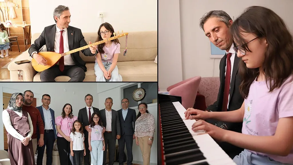 Bayburt'ta Kalp Hastası Nursima'nın Piyano Dinletisine Milli Eğitim Müdürü Bağlamasıyla Eşlik Etti
