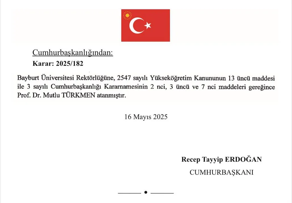 Prof. Dr. Mutlu Türkmen, Bayburt Üniversitesi Rektörü Olarak Atandı, İşte İlk Açıklaması Haberi
