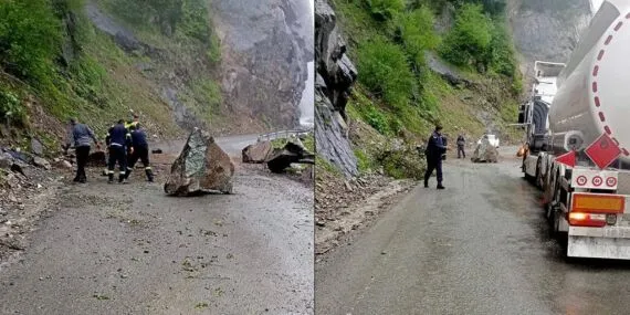 Sürücüler Dikkat! Bayburt-Araklı Karayolunda Kaya Düşmesi Yaşandı Haberi