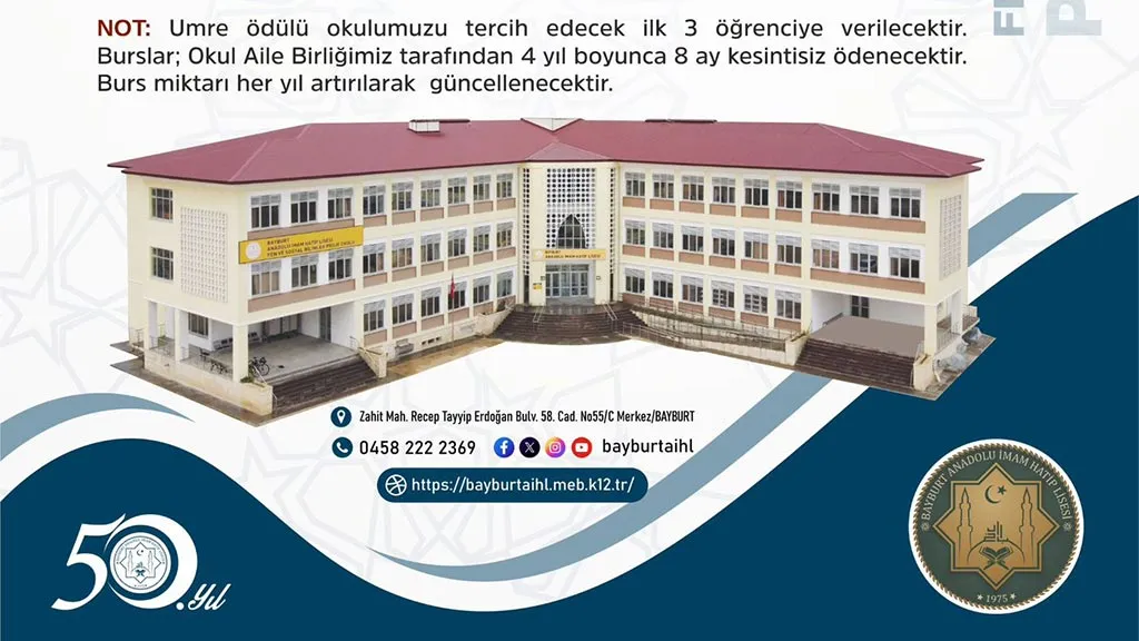 Bayburt Anadolu İmam Hatip Lisesinden Umre Ödülü ve Burs İmkanı