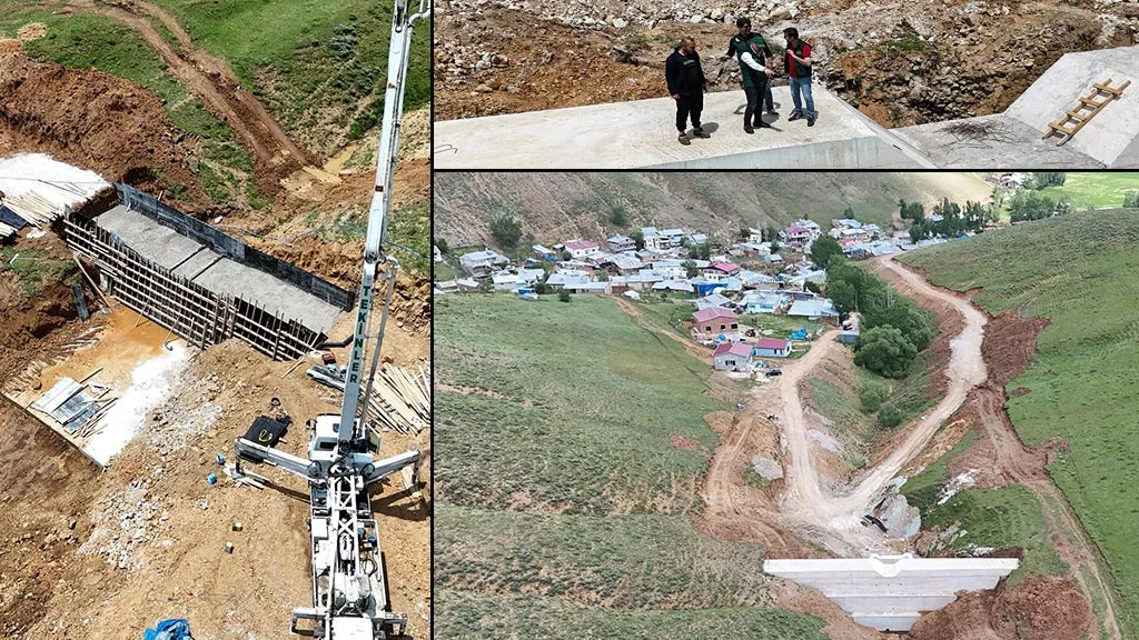 Bayburt Yukarı Dikmetaş Köyü Taşkın Kontrol İnşaatı Devam Ediyor