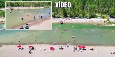 Bayburt'ta Çoruh Nehri Kopuz Plajı Aşırı Sıcaklarda Serinlemenin Adresi Oldu