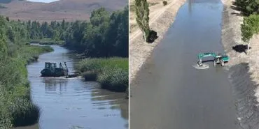 Bayburt Değirmencik Köyü'nde Dere Yatağı Temizliği Çalışmaları Sürüyor