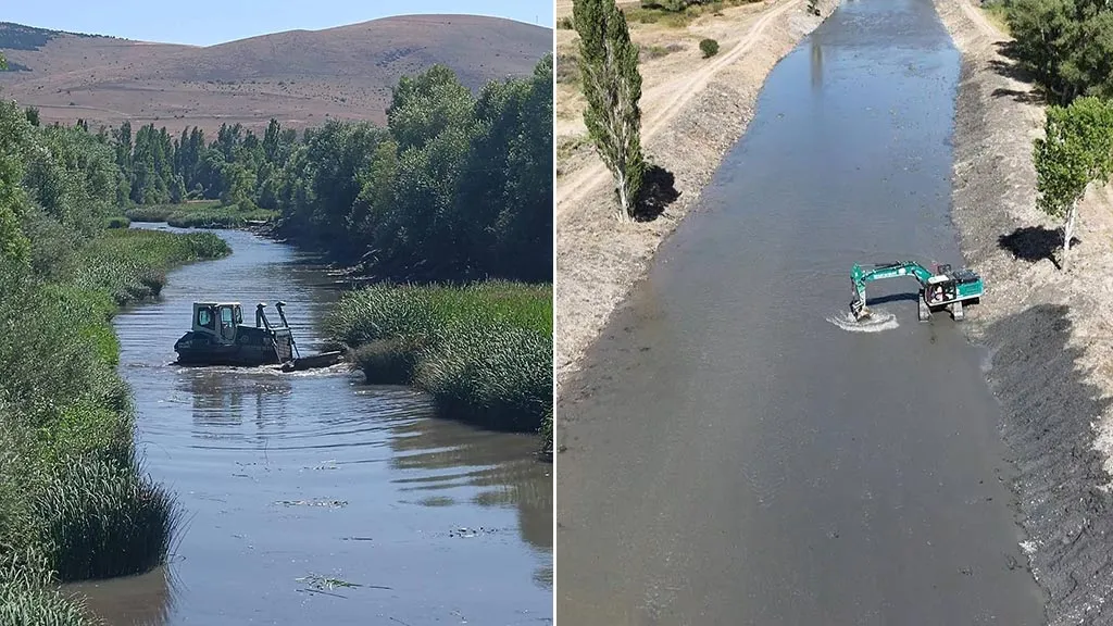 Bayburt Değirmencik Köyü'nde Dere Yatağı Temizliği Çalışmaları Sürüyor