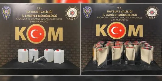 Bayburt’ta Sahte Alkol Operasyonu, 130 Litre Etil Alkol Ele Geçirildi, 4 Gözaltı