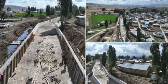 DSİ Bayburt Oruçbeyli Köyü Taşkın Kontrol İnşaatı Çalışmalarını Sürdürüyor