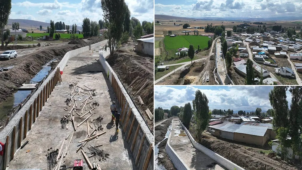DSİ Bayburt Oruçbeyli Köyü Taşkın Kontrol İnşaatı Çalışmalarını Sürdürüyor