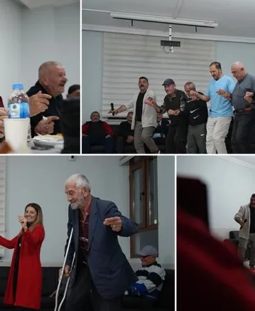 Bayburt Memnune Evsen Huzurevi’nde Renkli Görüntüler, Elazığlı Misafirlerle Çiğ Köfte ve Halay Keyfi