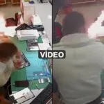 Bayburt’ta Güvenlik Kamerası Kaydetti, Cep Telefonu Bataryası Bomba Gibi Patladı