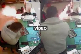 Bayburt’ta Güvenlik Kamerası Kaydetti, Cep Telefonu Bataryası Bomba Gibi Patladı