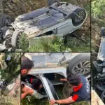 Bayburt'ta Düğün Yolunda Korkutan Kaza, Gelin ve Damat Hastaneye Kaldırıldı