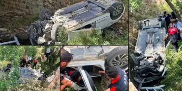 Bayburt'ta Düğün Yolunda Korkutan Kaza, Gelin ve Damat Hastaneye Kaldırıldı