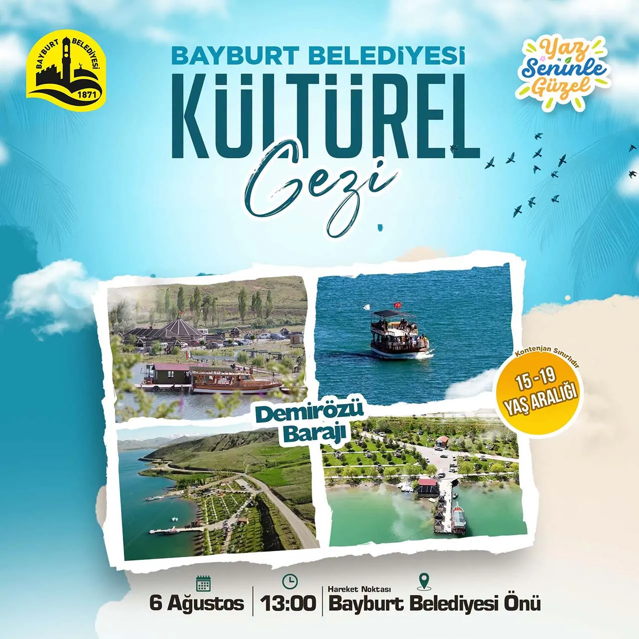 Bayburt’ta Yaz Gençlerle Güzel, Demirözü Barajı Tekne Turu Geliyor