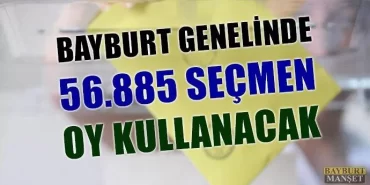 Bayburt Genelinde 56.885 Seçmen Oy Kullanacak
