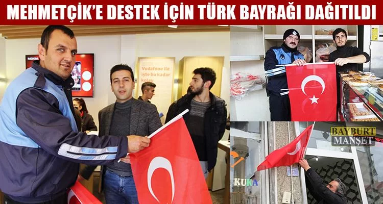 Mehmetçik’e Destek İçin Türk Bayrağı Dağıtıldı