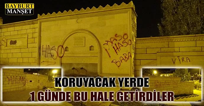 Tarihi kışla çeşmesini bu hale getirdiler