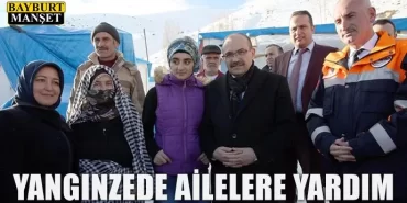 Yangınzede ailelere yardım
